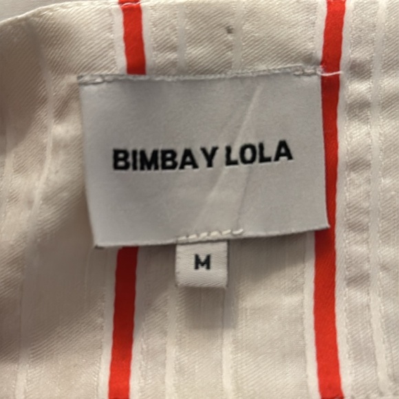Bimba Y Lola Red White Striped Midi Dress size M‎ Linen 4th of July Patriotic - Picture 6 of 9